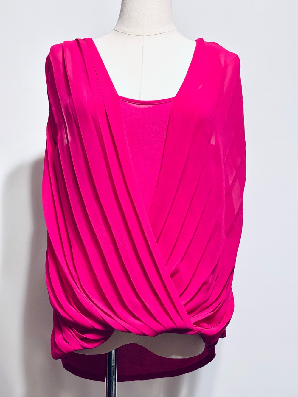 Jennifer Lopez Fuchsia Pleated Surplice Blouse